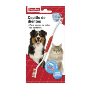 Beaphar - Cepillo Dental de Doble Cabezal para Perros y Gatos